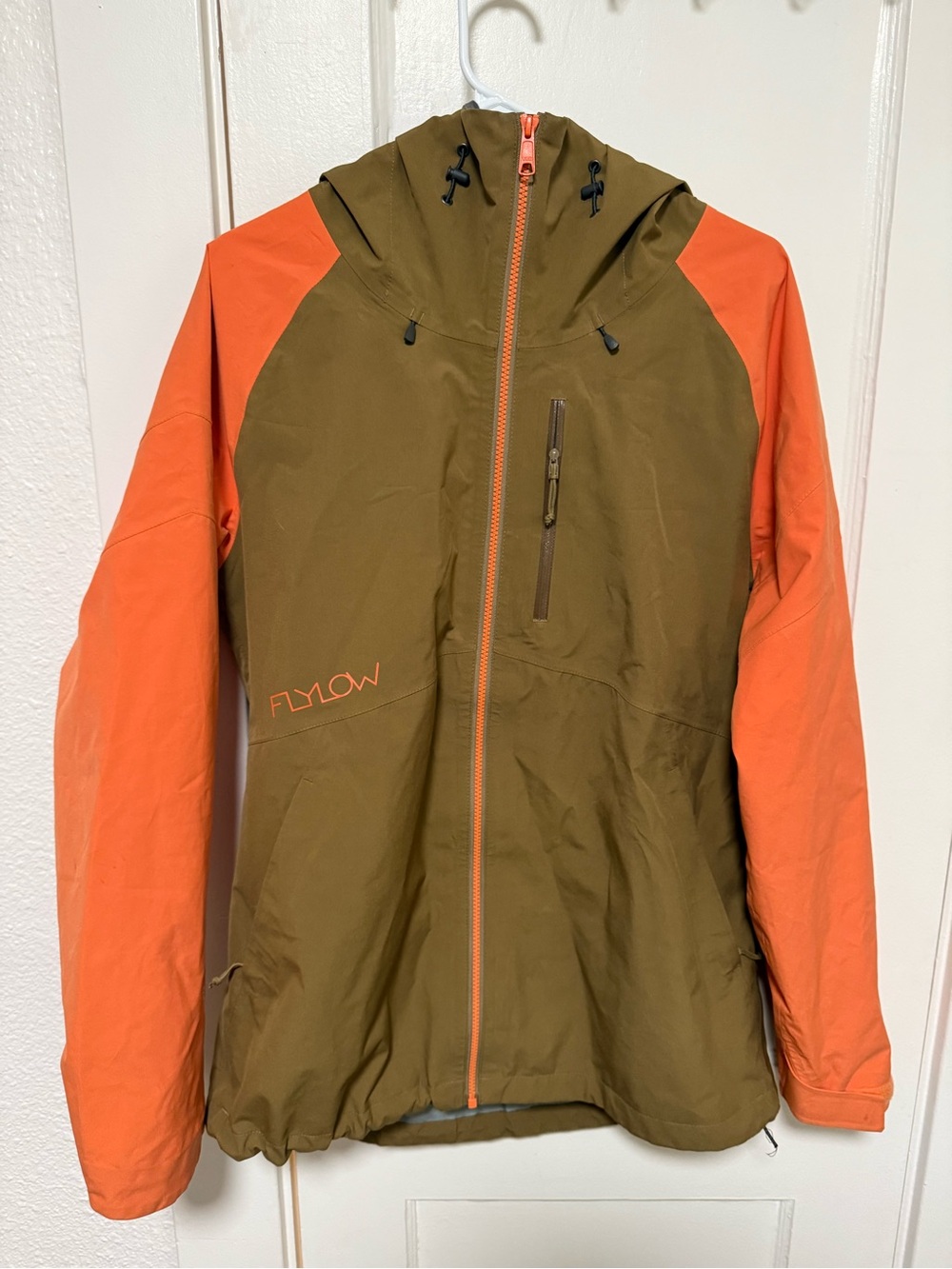 Flylow Men's Large Olive & Orange Hooded Ski Jacket